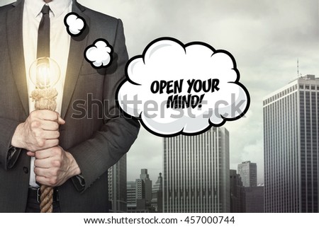 Open your mind text on speech bubble