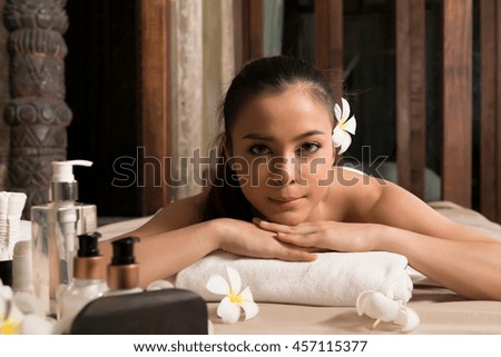 smiling woman relaxing  in a wellness center