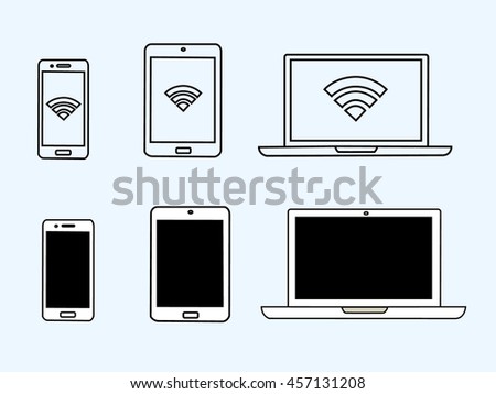 Electronic Devices. set of icons. Smartphone, tablet laptop  simbol.