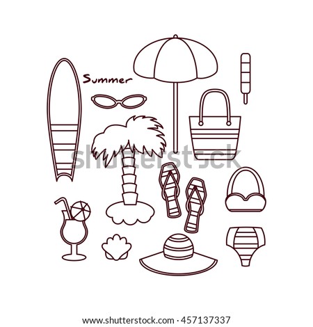 Vector Illustration of Elements Related to the Beach