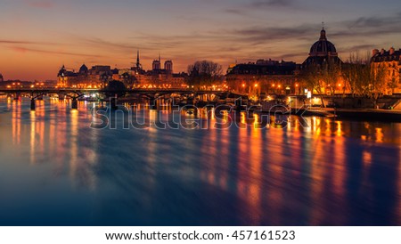 Paris, France: Seine river and Old Town of in sunrise