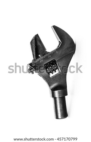Adjustable spanner over a white background. Tool for repairing things
