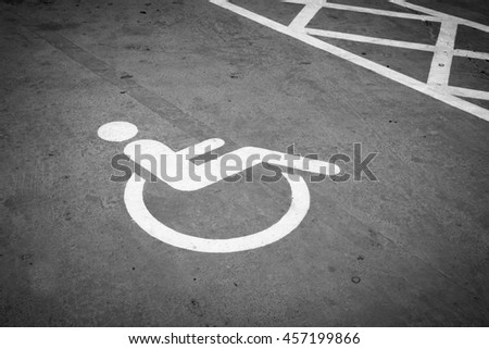 Handicap parking with disabled sign Retro style - Black and White