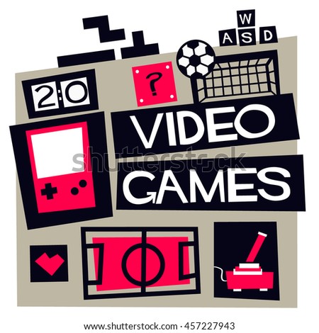 Video Games (Vector Illustration In Flat Style Poster Design) 