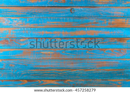 Old Blue Wooden Shabby Background Close Up. Seamless Wooden Backdrop