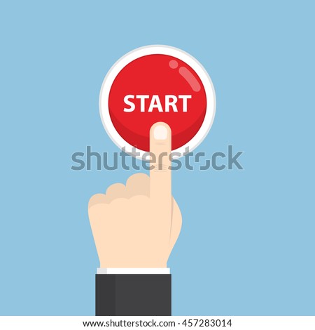 Businessman hand pressing start button, just get started concept Royalty-Free Stock Photo #457283014