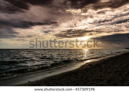 Sunset on the beach with beautiful sky