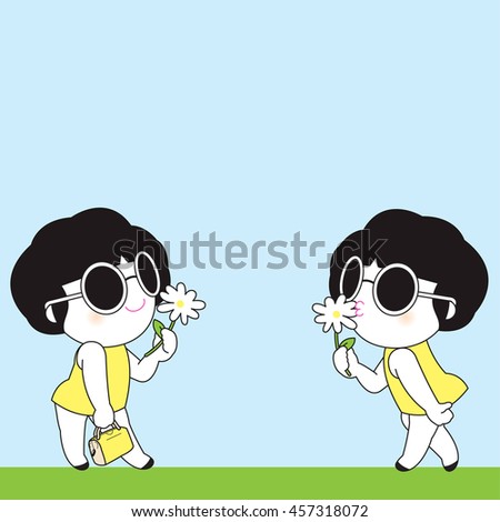 Sisters Are Flowers From The Same Garden Paper Note Character illustration