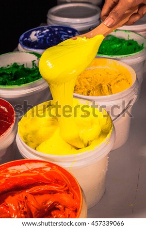 Yellow patisol ink the best ink for print tee shirts plastisol ink has a sticky and concentrated. before use must be stir the ink well before.