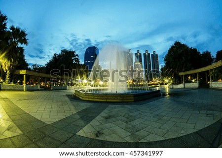 Bangkok city town and the water park, Thailand.
