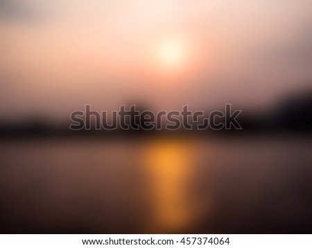 Blur sunset over the river background