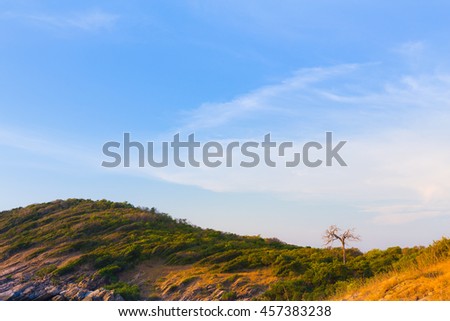 Mountain curved with beautiful blue sky background, natural landscape