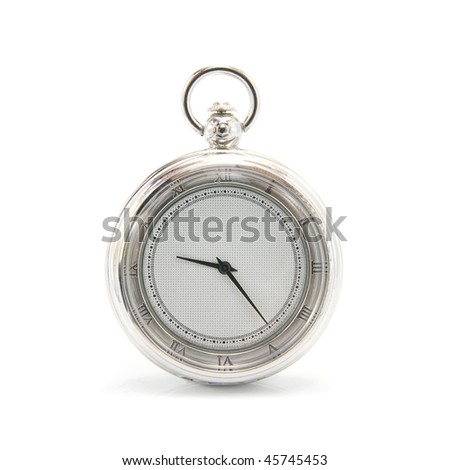 Old pocket watch on white background