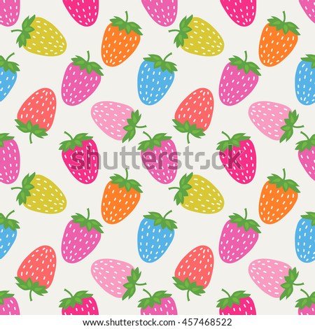 Strawberry seamless vector pattern, lovely background. Good for textile fabric design, wrapping paper and website wallpapers. 