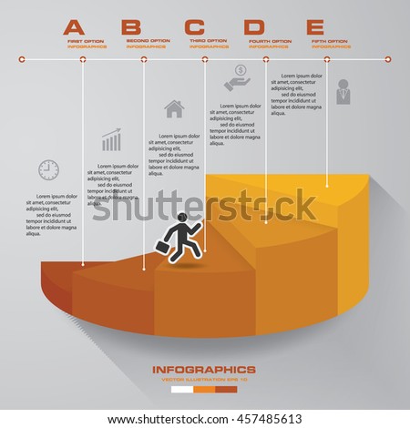 5 steps template for presentation. man walking on stairs use for Infographics design with 5 options timelines. EPS10.