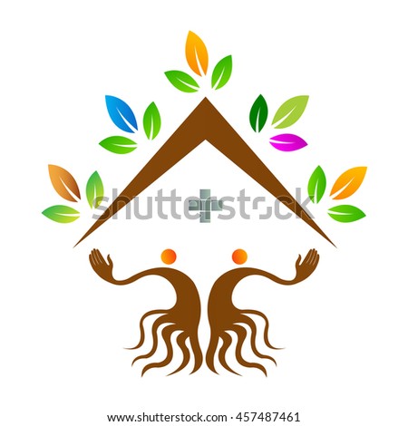 A vector drawing represents home care people tree design used for hospital and clinic.