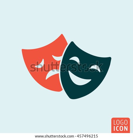 Theatre mask icon. Comedy and tragedy theater masks symbol. Vector illustration Royalty-Free Stock Photo #457496215