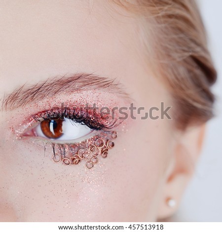 Creative eye makeup close up, fashion look