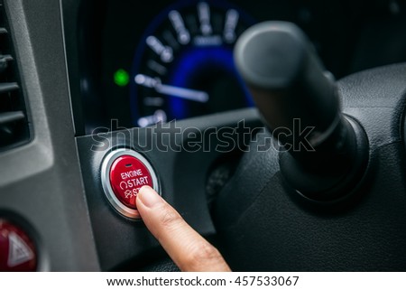 Pictures of the beginning of the journey by car,Focus on finger