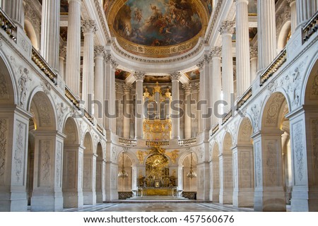 Great Hall Ballroom in Versaille Palace Paris France Royalty-Free Stock Photo #457560676