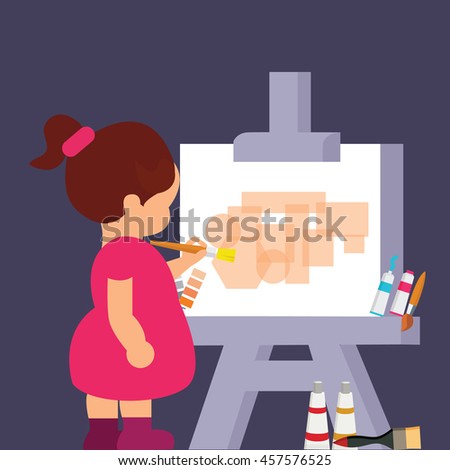 kid girl drawing painting to get creative 