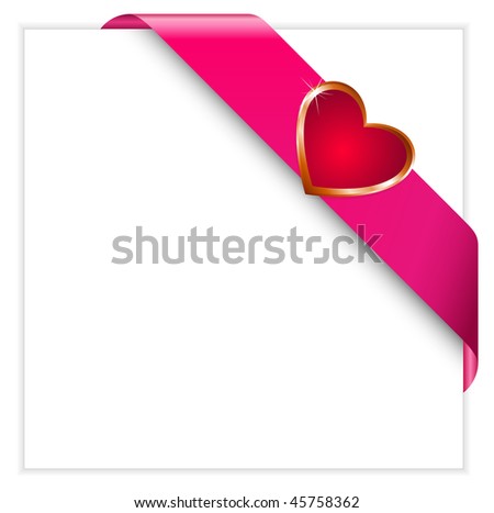 Valentine pink ribbon with heart