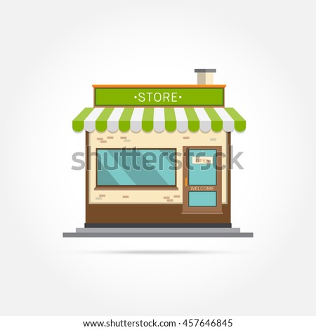 Store facade. Vector illustration of store building. Ideal for business web publications and graphic design. Flat style vector illustration.