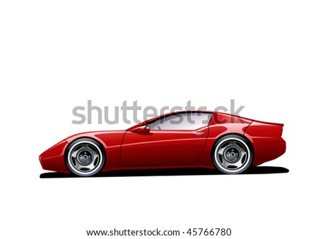 red sportscar on white background, vector illustration, original design Royalty-Free Stock Photo #45766780