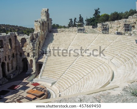 The Odeon Of Herodes Atticus Is A Stone Theatre Structure Located On The Southwest Slope Of The Acropolis Of Athens
