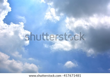 Lighting blue sky shadow and clouds in thailand.