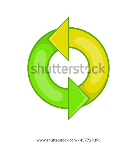 Recycling sign icon in cartoon style isolated on white background. Ecology symbol
