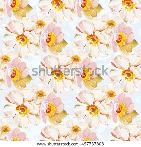 Seamless pattern with white flowers Vector Illustration EPS8