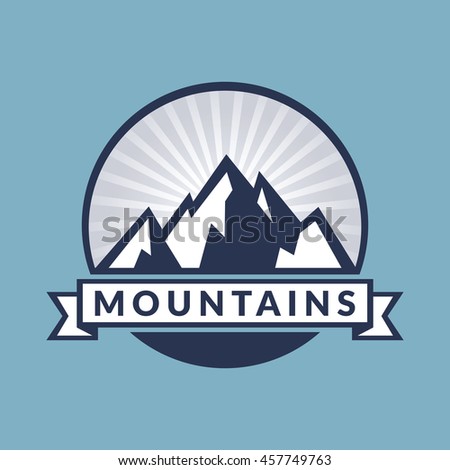 Vintage mountains vector icon.