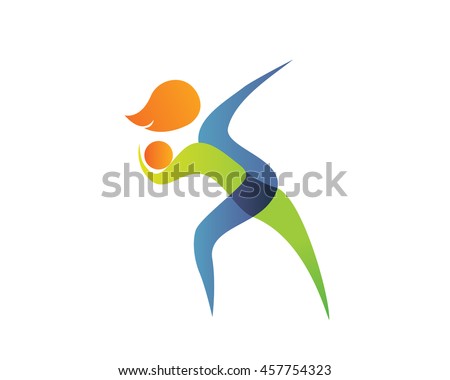 Modern Summer Sports Logo Symbol - Shot Put Throw Silhouette
