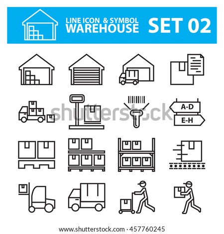 warehouse line icon vector set