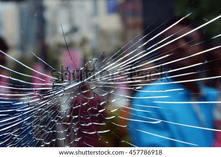       broken window shield glass                        