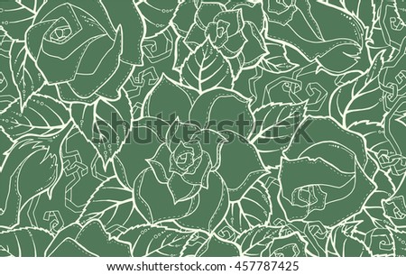 Seamless green summer pattern with stylized flowers. Ornate seamless texture, pattern with abstract flowers. Floral pattern can be used for wallpaper, pattern fills, web page background.