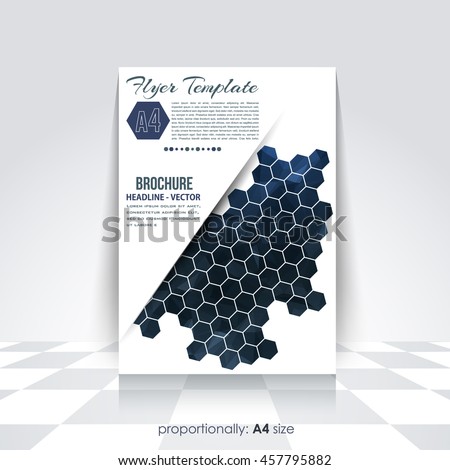 Low Poly Hexagon Frames A4 Flyer Brochure Design. Corporate Leaflet, Cover Template
