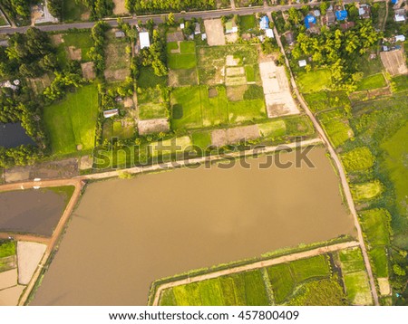 Aerial view of rural villages in Thailand