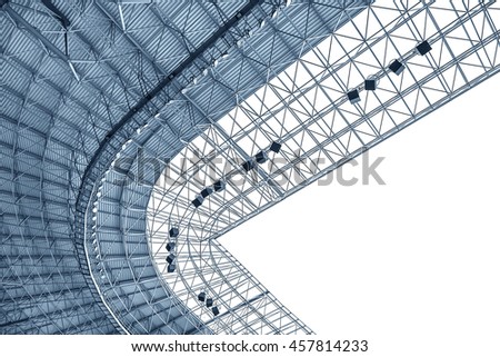 Elements of the stadium construction. Construction of the stadium roof. Toned photo.