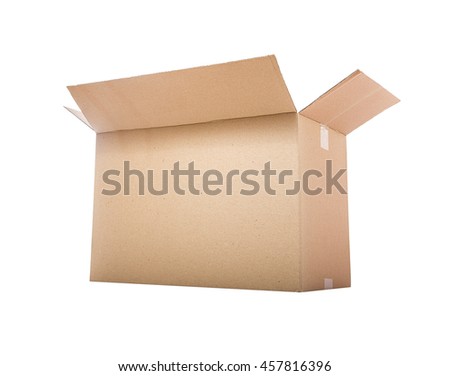 Opened cardboard box Isolated on white background.