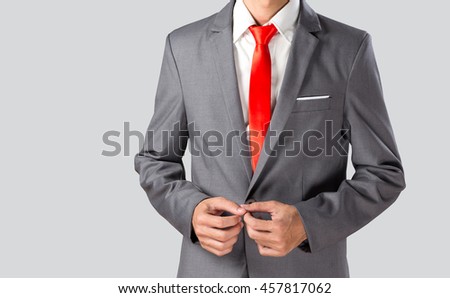 Smart thin business man slim body young age standing in studio shot of photography, isolated with clipping path of image.