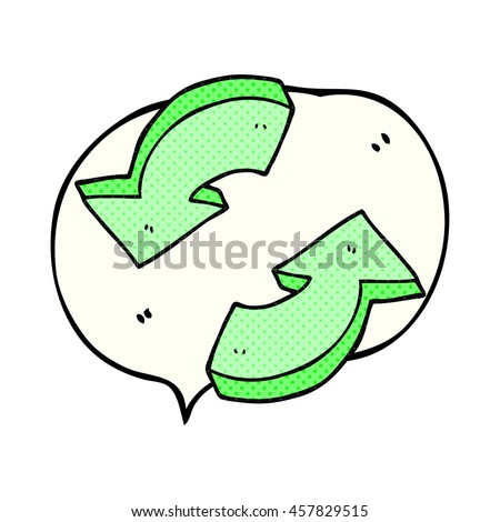freehand drawn comic book speech bubble cartoon recycling arrows