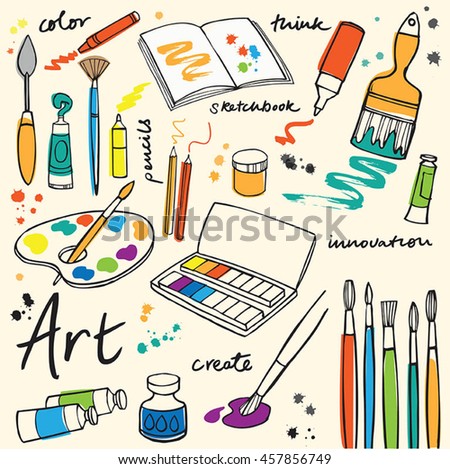 Colorful Art supplies icons