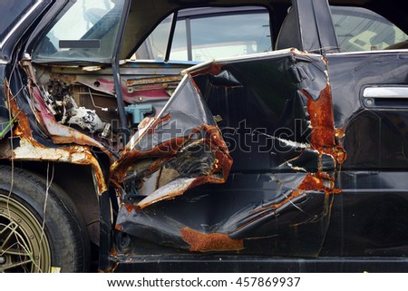 Abstract Body surface of old crash car and Rust.