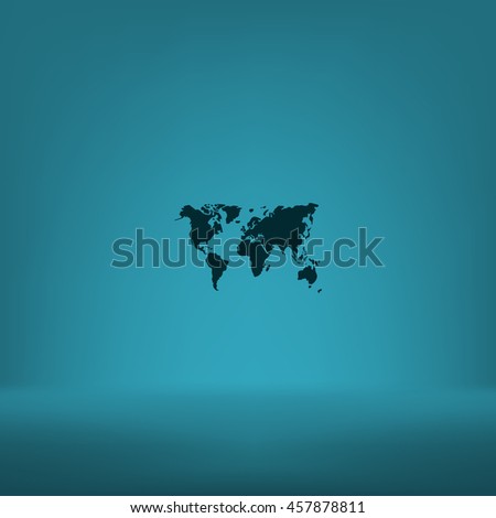 Flat paper cut style icon of World Map. Vector illustration