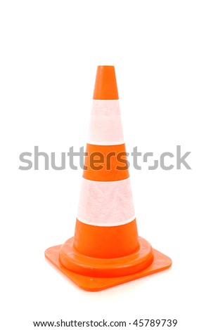 Road warning cone isolated on white