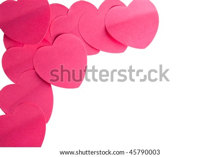 Pink heart stickers. Isolated over white.