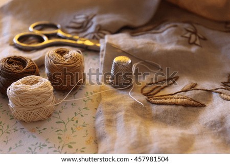  brown color embroidered flowers