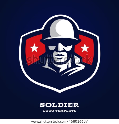 Original and professional logo | mascot template with image of soldier in helmet. Royalty-Free Stock Photo #458016637